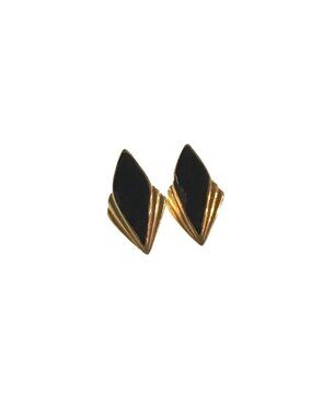 BEAUTIFUL WOMENS GOLD/BLACK TONE STUD EARRINGS